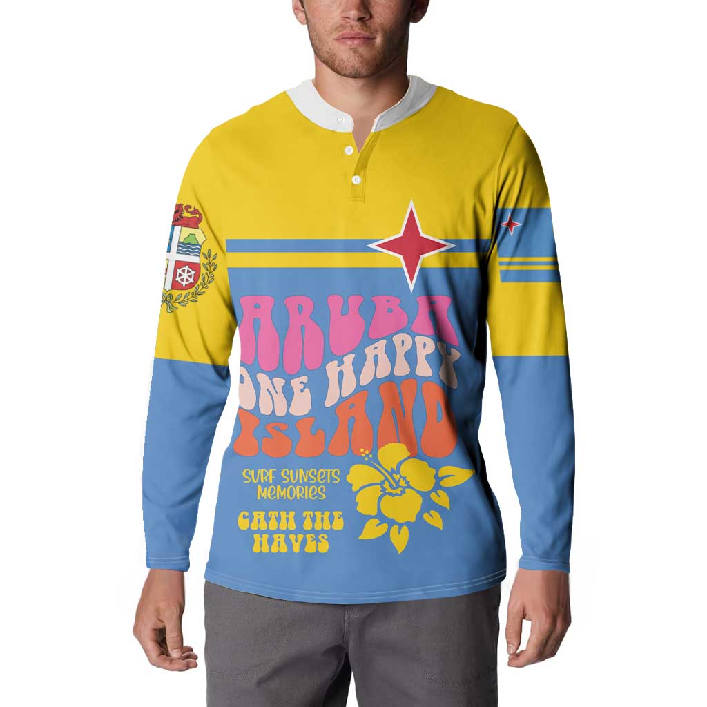 Aruba Button Sweatshirt One Happy Island 2025 - Wonder Print Shop
