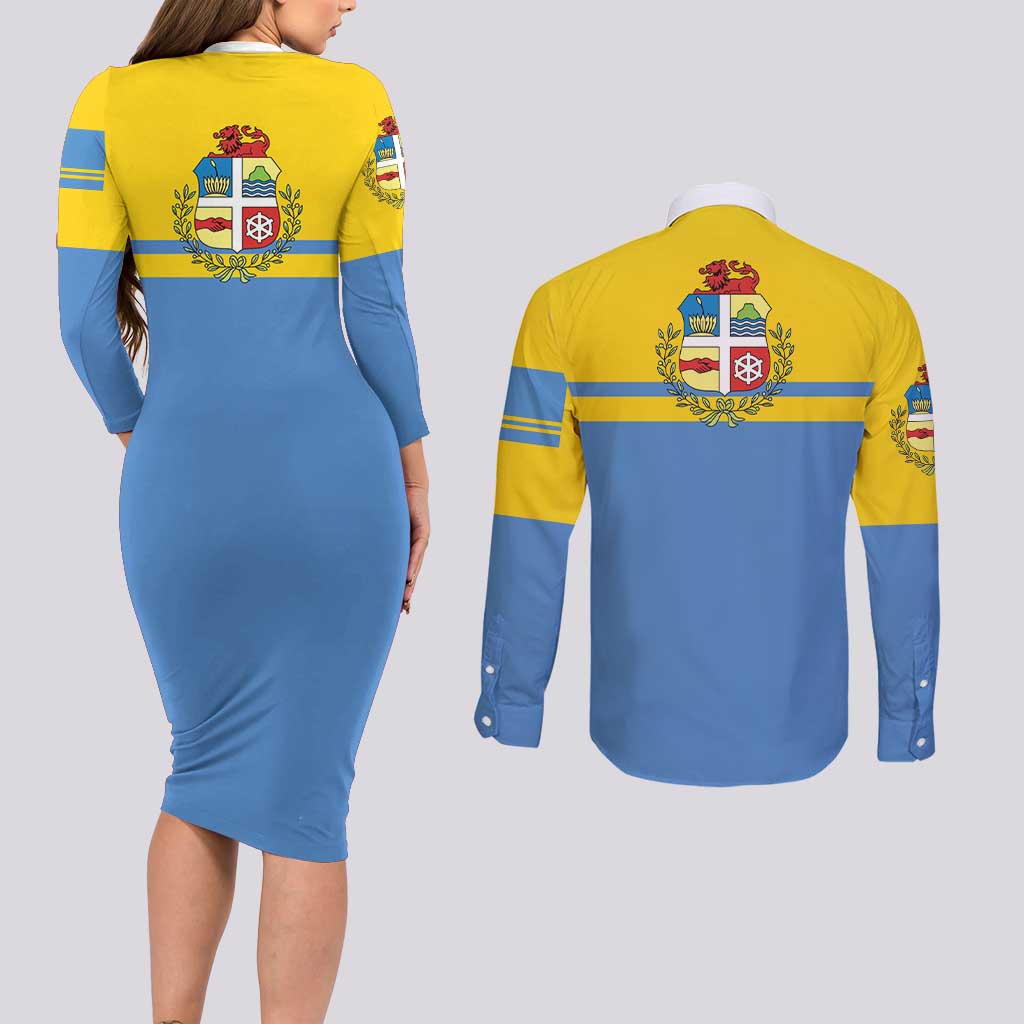 Aruba Couples Matching Long Sleeve Bodycon Dress and Long Sleeve Button Shirt One Happy Island 2025 - Wonder Print Shop