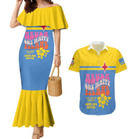 Aruba Couples Matching Mermaid Dress and Hawaiian Shirt One Happy Island 2025 - Wonder Print Shop