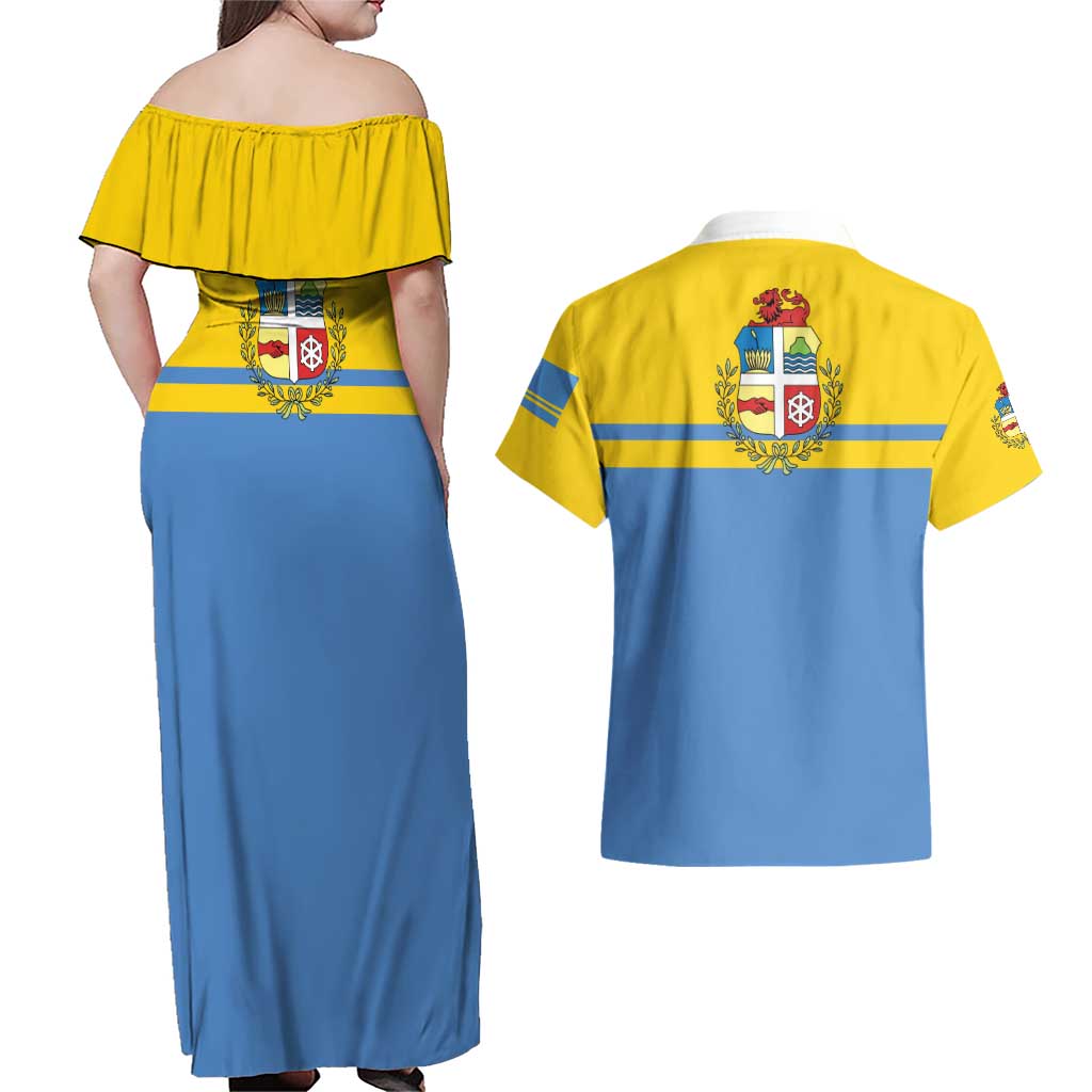 Aruba Couples Matching Off Shoulder Maxi Dress and Hawaiian Shirt One Happy Island 2025 - Wonder Print Shop