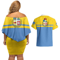 Aruba Couples Matching Off Shoulder Short Dress and Hawaiian Shirt One Happy Island 2025 - Wonder Print Shop