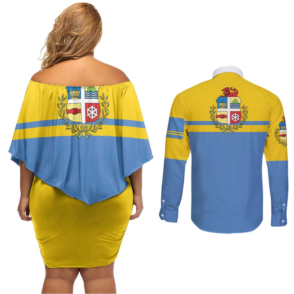 Aruba Couples Matching Off Shoulder Short Dress and Long Sleeve Button Shirt One Happy Island 2025 - Wonder Print Shop
