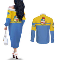 Aruba Couples Matching Off The Shoulder Long Sleeve Dress and Long Sleeve Button Shirt One Happy Island 2025
