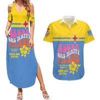 Aruba Couples Matching Summer Maxi Dress and Hawaiian Shirt One Happy Island 2025 - Wonder Print Shop
