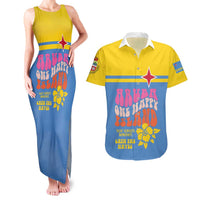 Aruba Couples Matching Tank Maxi Dress and Hawaiian Shirt One Happy Island 2025 - Wonder Print Shop