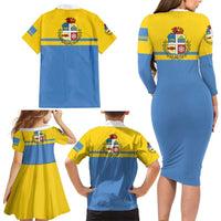 Aruba Family Matching Long Sleeve Bodycon Dress and Hawaiian Shirt One Happy Island 2025 - Wonder Print Shop
