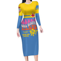 Aruba Family Matching Long Sleeve Bodycon Dress and Hawaiian Shirt One Happy Island 2025 - Wonder Print Shop