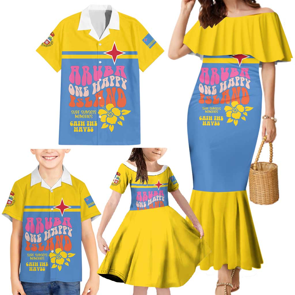 Aruba Family Matching Mermaid Dress and Hawaiian Shirt One Happy Island 2025 - Wonder Print Shop