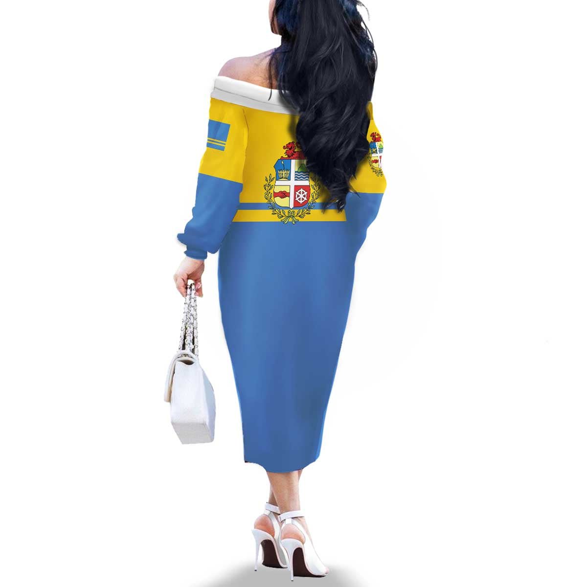 Aruba Family Matching Off The Shoulder Long Sleeve Dress and Hawaiian Shirt One Happy Island 2025 - Wonder Print Shop