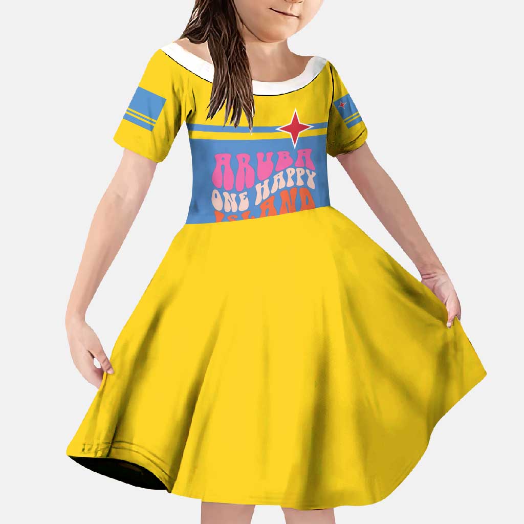 Aruba Family Matching Off Shoulder Maxi Dress and Hawaiian Shirt One Happy Island 2025 - Wonder Print Shop