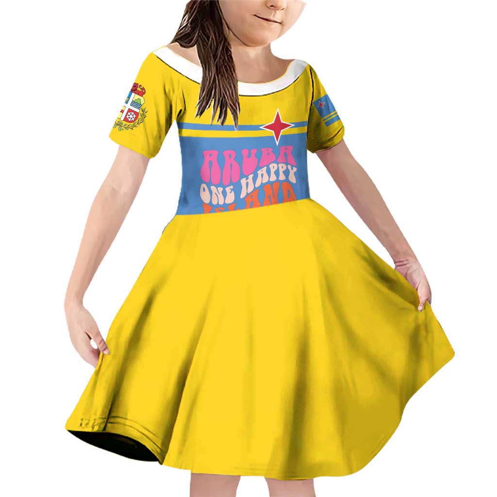 Aruba Family Matching Off Shoulder Short Dress and Hawaiian Shirt One Happy Island 2025 - Wonder Print Shop