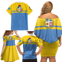 Aruba Family Matching Off Shoulder Short Dress and Hawaiian Shirt One Happy Island 2025 - Wonder Print Shop
