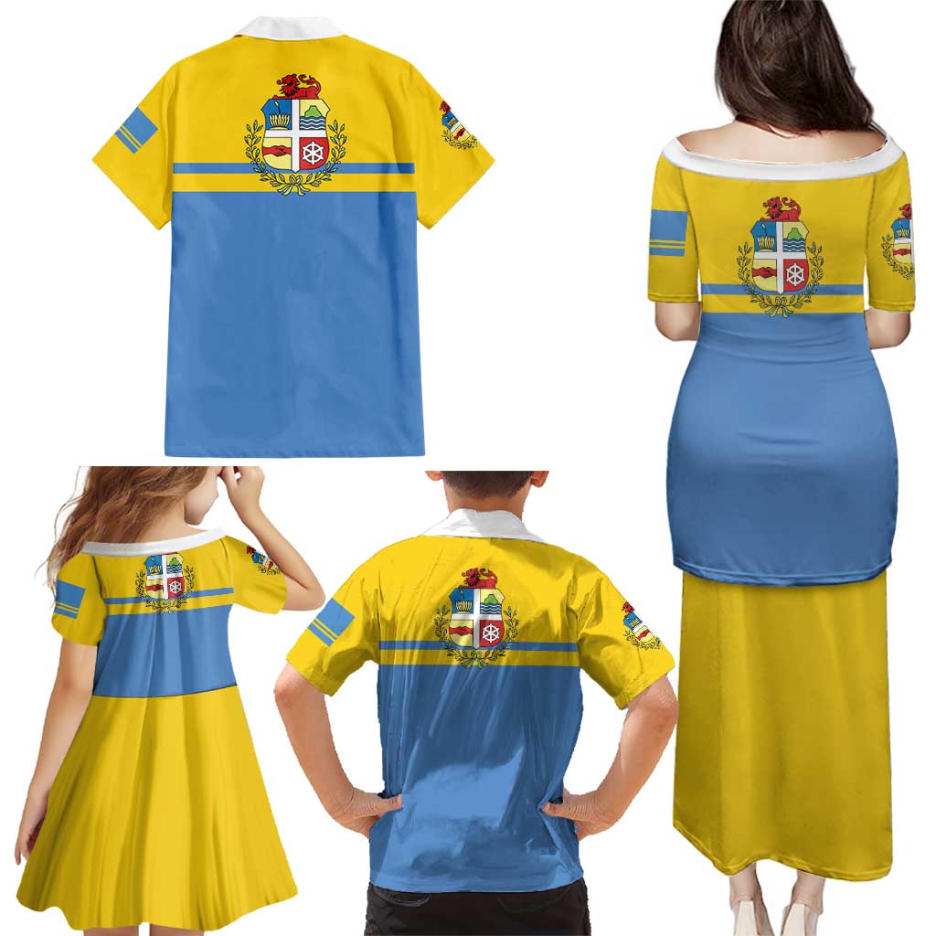 Aruba Family Matching Puletasi and Hawaiian Shirt One Happy Island 2025 - Wonder Print Shop