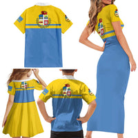 Aruba Family Matching Short Sleeve Bodycon Dress and Hawaiian Shirt One Happy Island 2025 - Wonder Print Shop