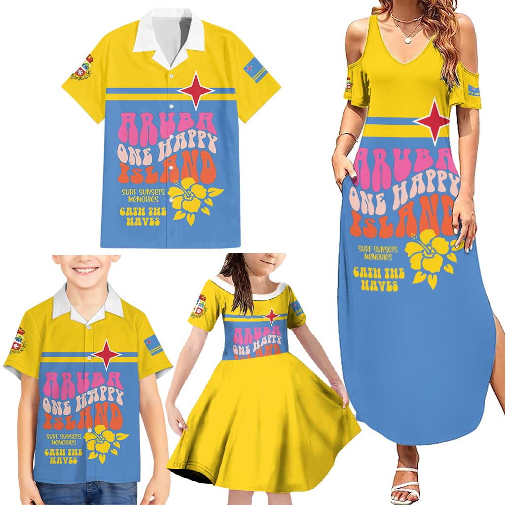 Aruba Family Matching Summer Maxi Dress and Hawaiian Shirt One Happy Island 2025 - Wonder Print Shop