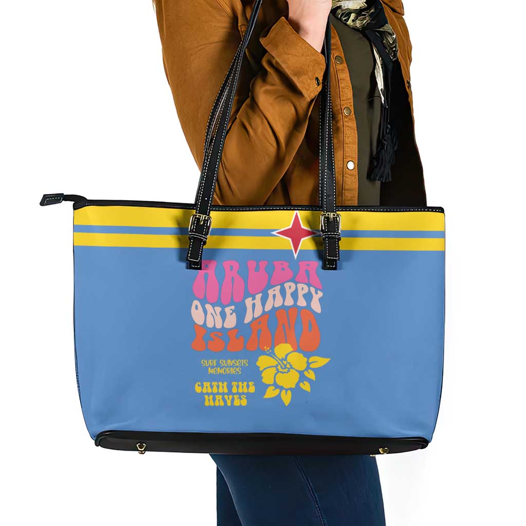 Aruba Leather Tote Bag One Happy Island 2025 - Wonder Print Shop