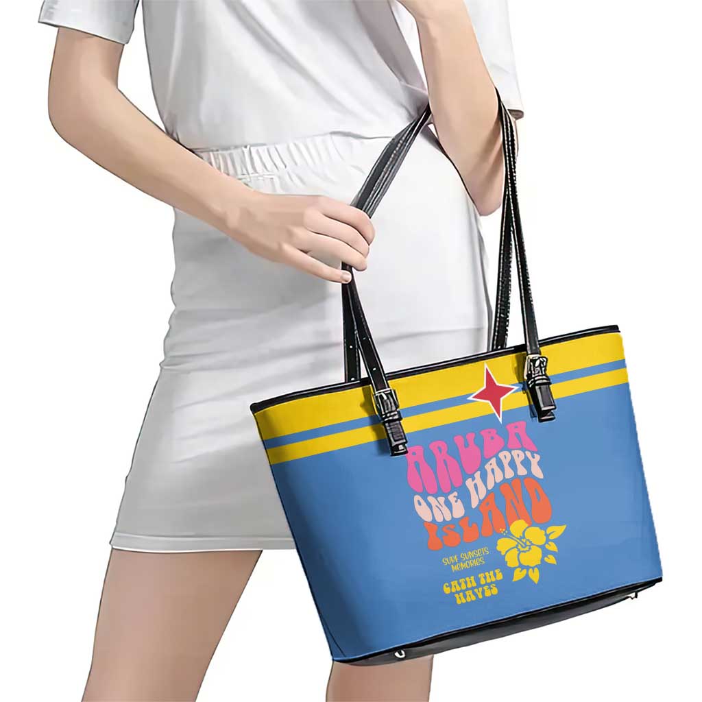 Aruba Leather Tote Bag One Happy Island 2025 - Wonder Print Shop