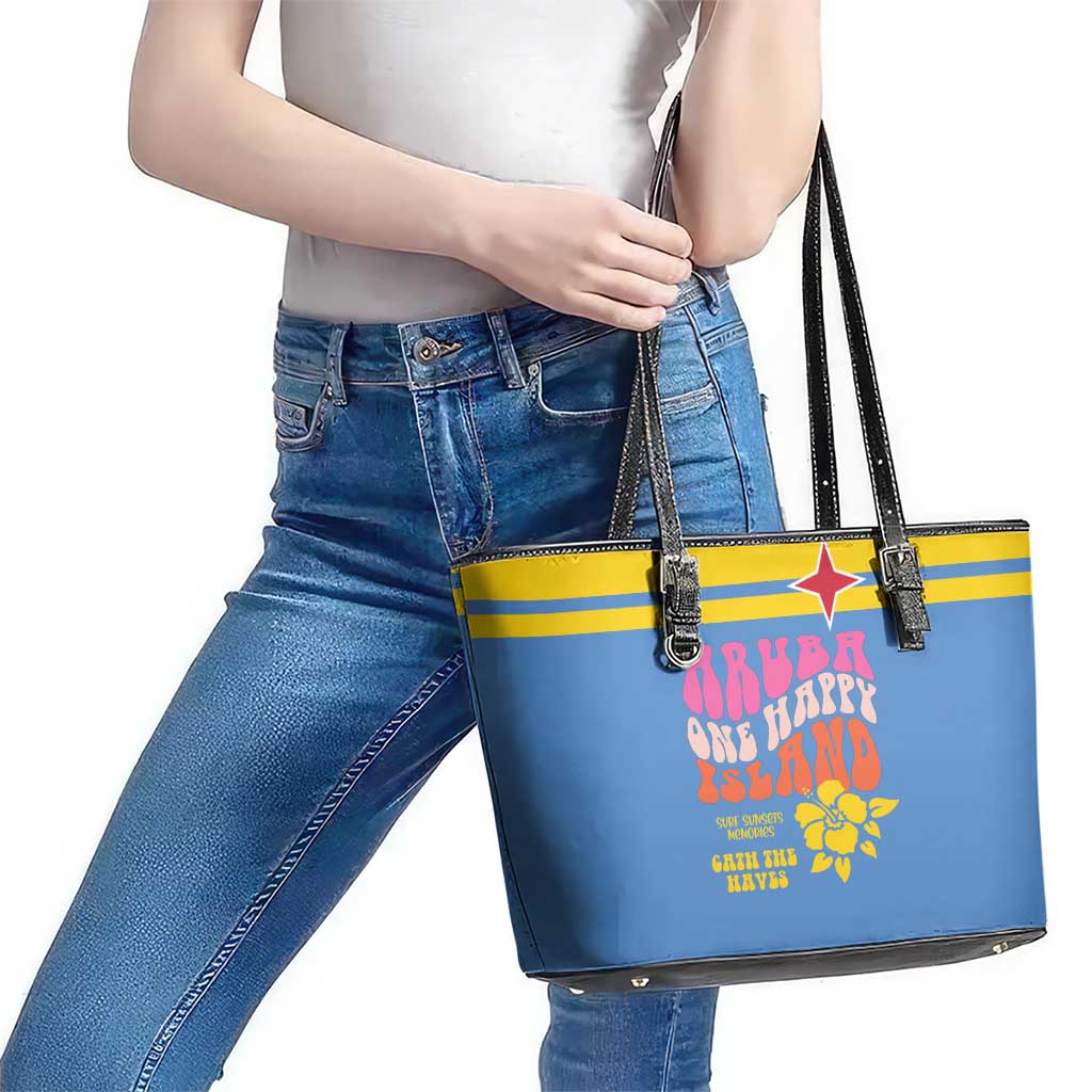 Aruba Leather Tote Bag One Happy Island 2025 - Wonder Print Shop