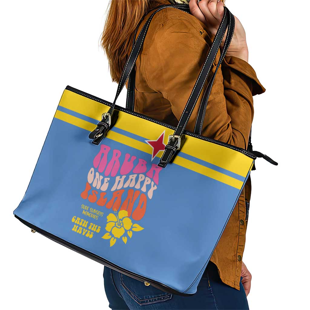 Aruba Leather Tote Bag One Happy Island 2025 - Wonder Print Shop