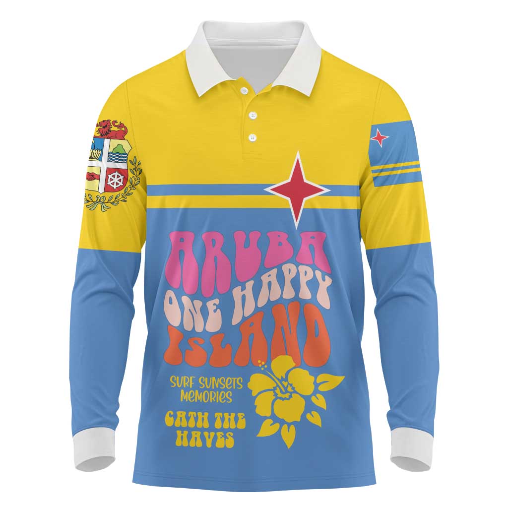 Aruba Long Sleeve Polo Shirt One Happy Island 2025 - Wonder Print Shop