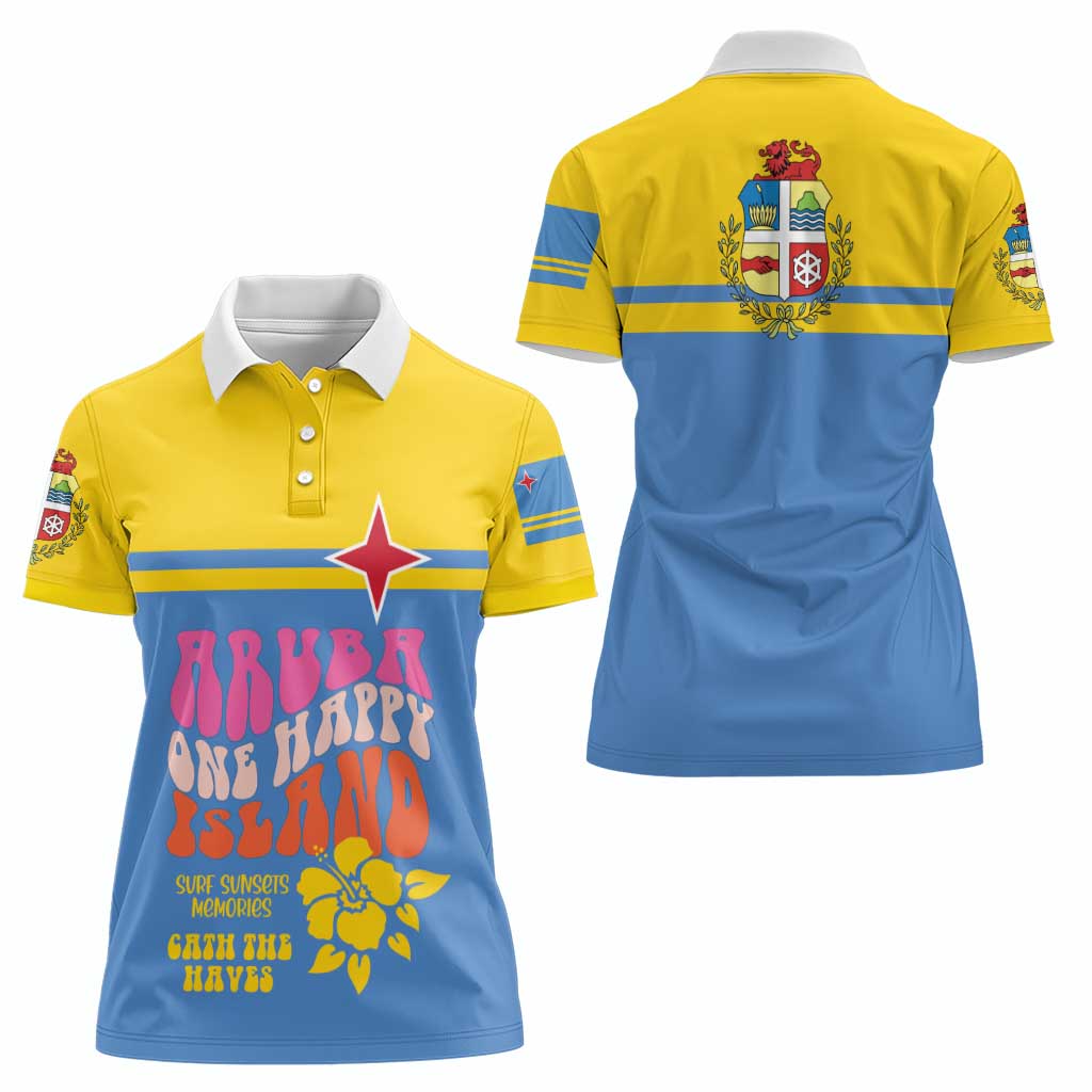 Aruba Women Polo Shirt One Happy Island 2025 - Wonder Print Shop