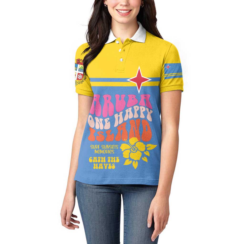 Aruba Women Polo Shirt One Happy Island 2025 - Wonder Print Shop