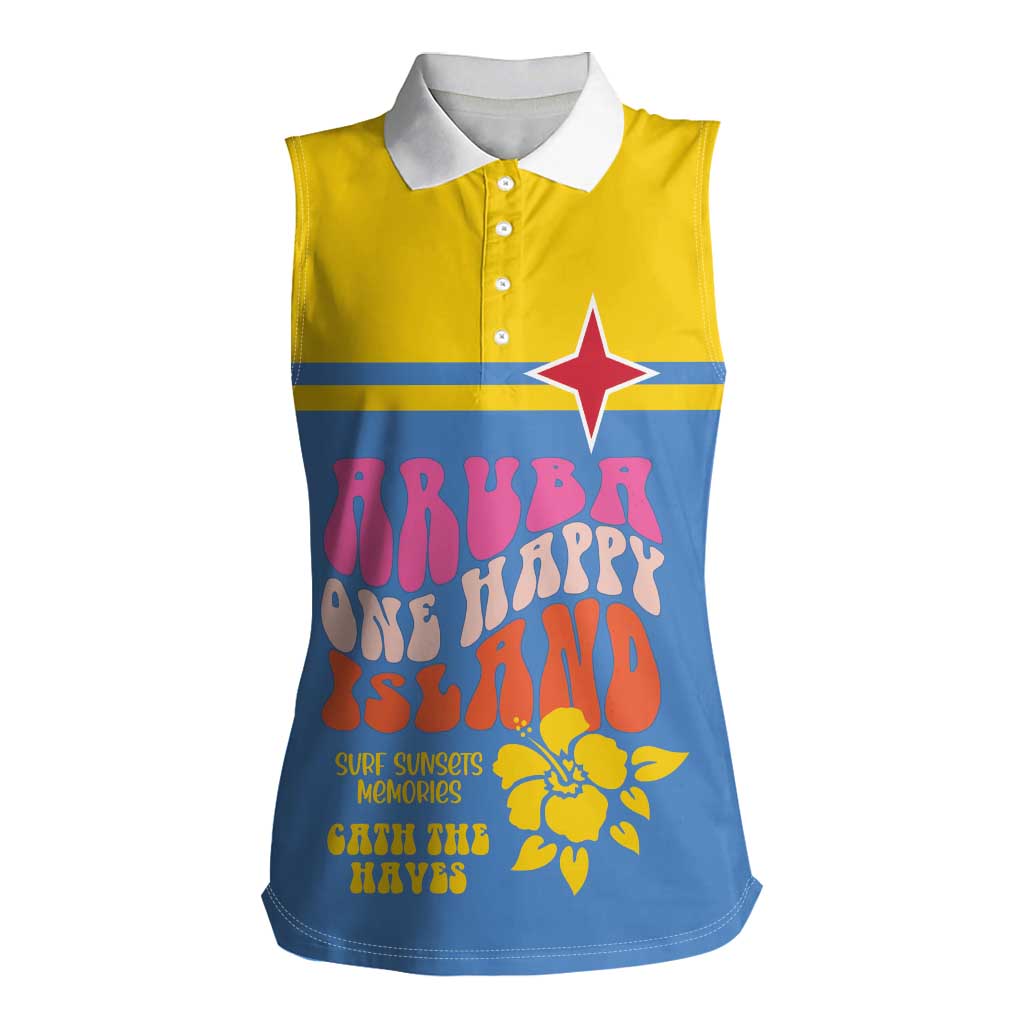 Aruba Women Sleeveless Polo Shirt One Happy Island 2025 - Wonder Print Shop