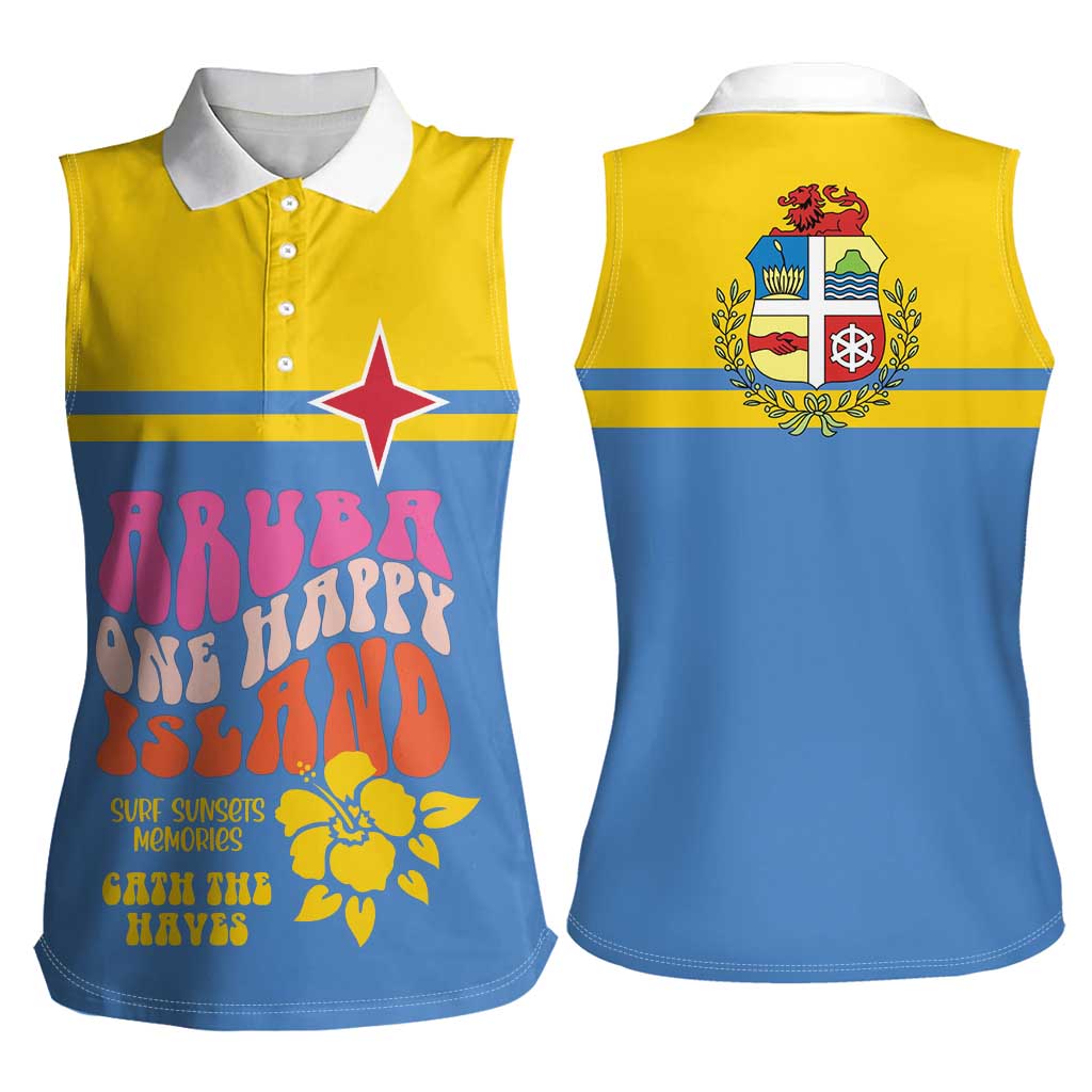 Aruba Women Sleeveless Polo Shirt One Happy Island 2025 - Wonder Print Shop
