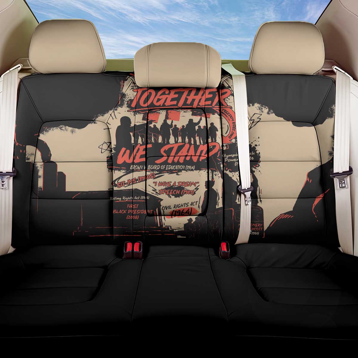 Together We Stand Back Car Seat Cover African American - Wonder Print Shop