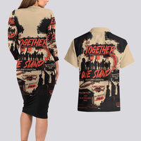 Together We Stand Couples Matching Long Sleeve Bodycon Dress and Hawaiian Shirt African American - Wonder Print Shop