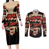 Together We Stand Couples Matching Long Sleeve Bodycon Dress and Long Sleeve Button Shirt African American - Wonder Print Shop