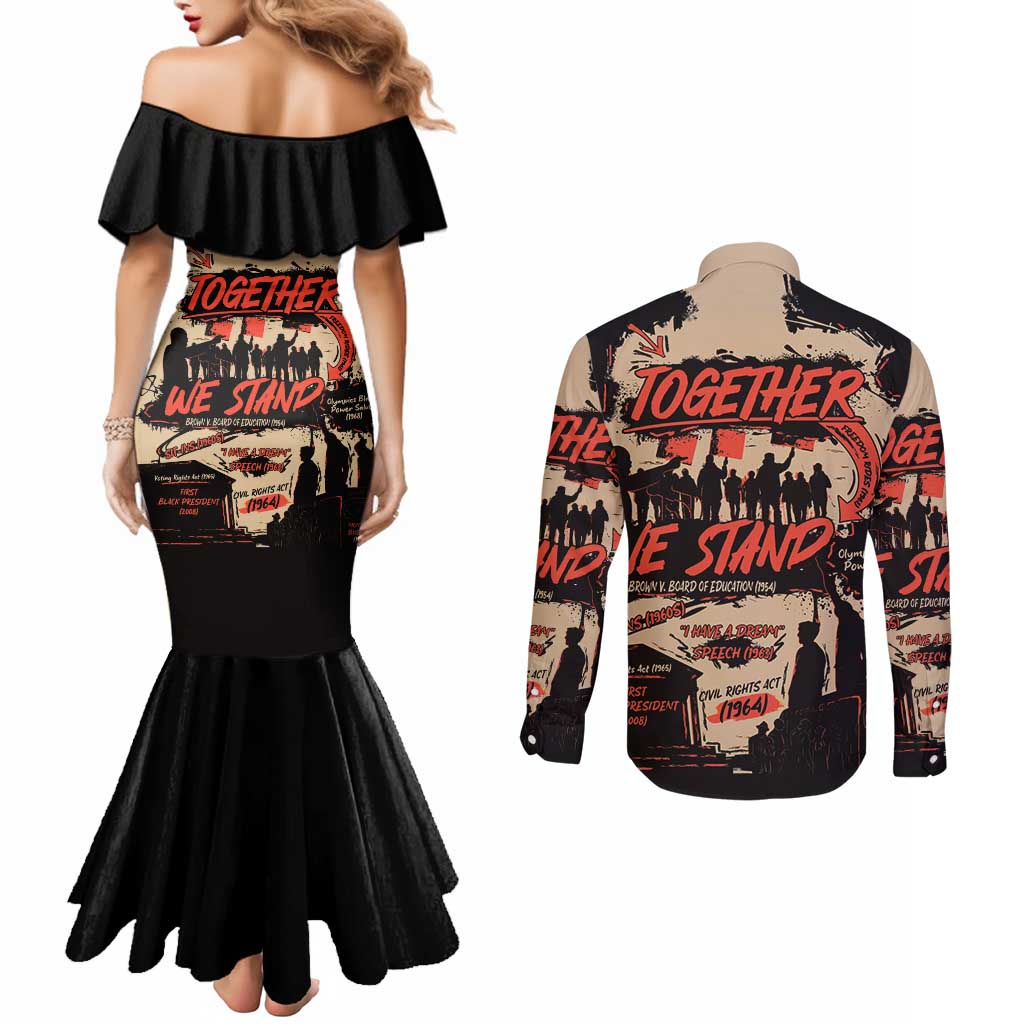 Together We Stand Couples Matching Mermaid Dress and Long Sleeve Button Shirt African American
