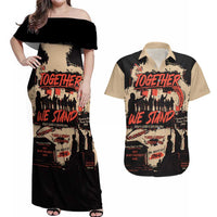 Together We Stand Couples Matching Off Shoulder Maxi Dress and Hawaiian Shirt African American - Wonder Print Shop