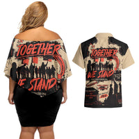 Together We Stand Couples Matching Off Shoulder Short Dress and Hawaiian Shirt African American - Wonder Print Shop