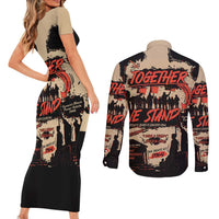 Together We Stand Couples Matching Short Sleeve Bodycon Dress and Long Sleeve Button Shirt African American - Wonder Print Shop