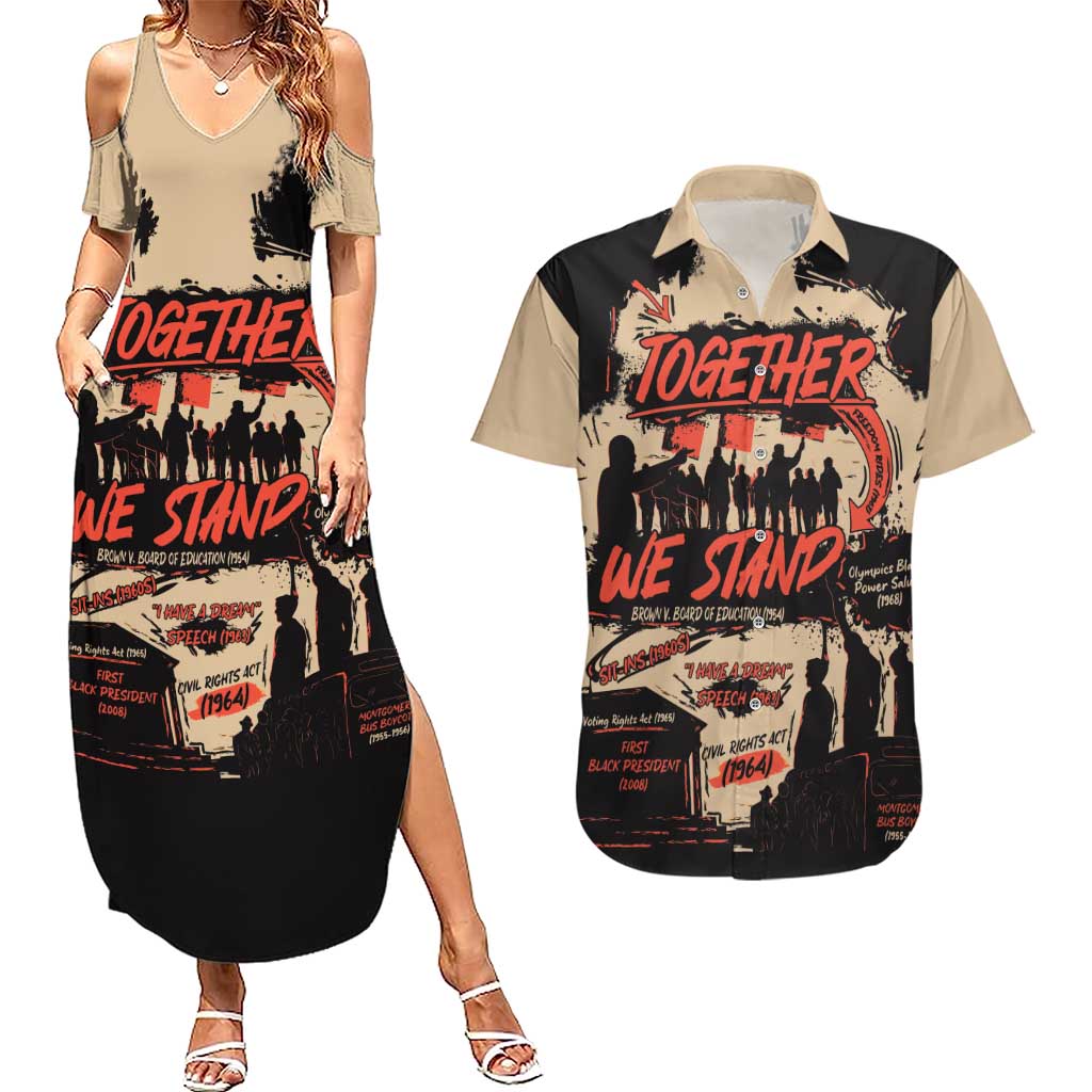 Together We Stand Couples Matching Summer Maxi Dress and Hawaiian Shirt African American - Wonder Print Shop