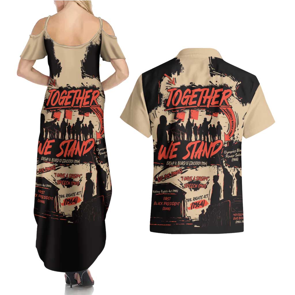 Together We Stand Couples Matching Summer Maxi Dress and Hawaiian Shirt African American - Wonder Print Shop
