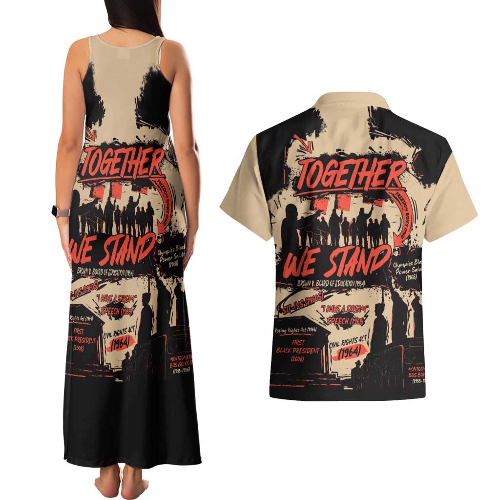 Together We Stand Couples Matching Tank Maxi Dress and Hawaiian Shirt African American - Wonder Print Shop