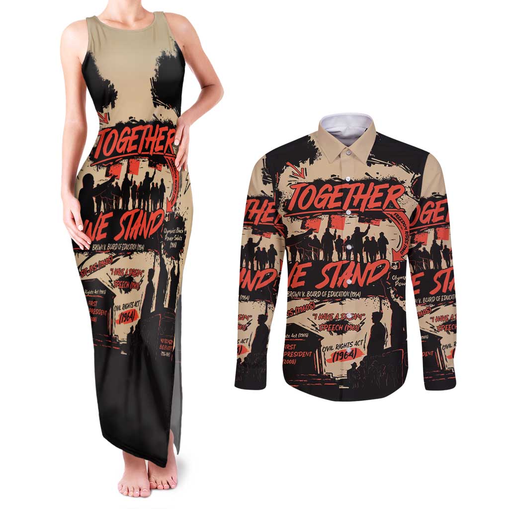 Together We Stand Couples Matching Tank Maxi Dress and Long Sleeve Button Shirt African American - Wonder Print Shop