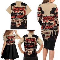 Together We Stand Family Matching Long Sleeve Bodycon Dress and Hawaiian Shirt African American - Wonder Print Shop