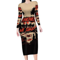 Together We Stand Family Matching Long Sleeve Bodycon Dress and Hawaiian Shirt African American - Wonder Print Shop
