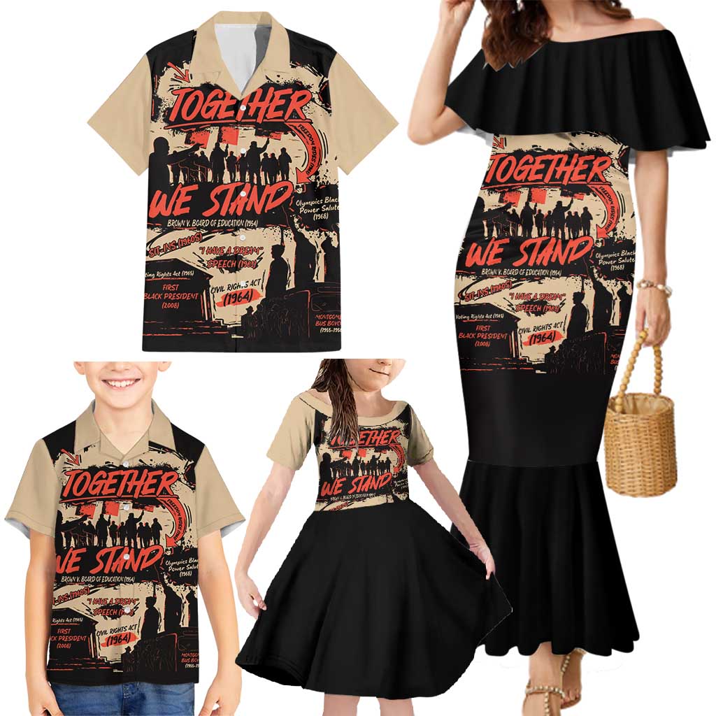 Together We Stand Family Matching Mermaid Dress and Hawaiian Shirt African American - Wonder Print Shop