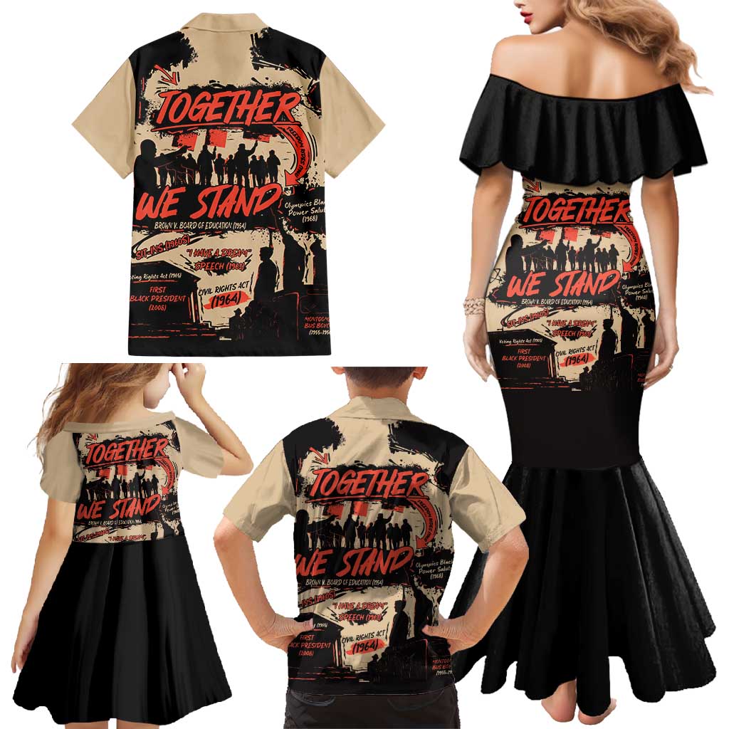 Together We Stand Family Matching Mermaid Dress and Hawaiian Shirt African American - Wonder Print Shop