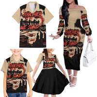 Together We Stand Family Matching Off The Shoulder Long Sleeve Dress and Hawaiian Shirt African American - Wonder Print Shop