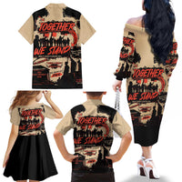 Together We Stand Family Matching Off The Shoulder Long Sleeve Dress and Hawaiian Shirt African American - Wonder Print Shop