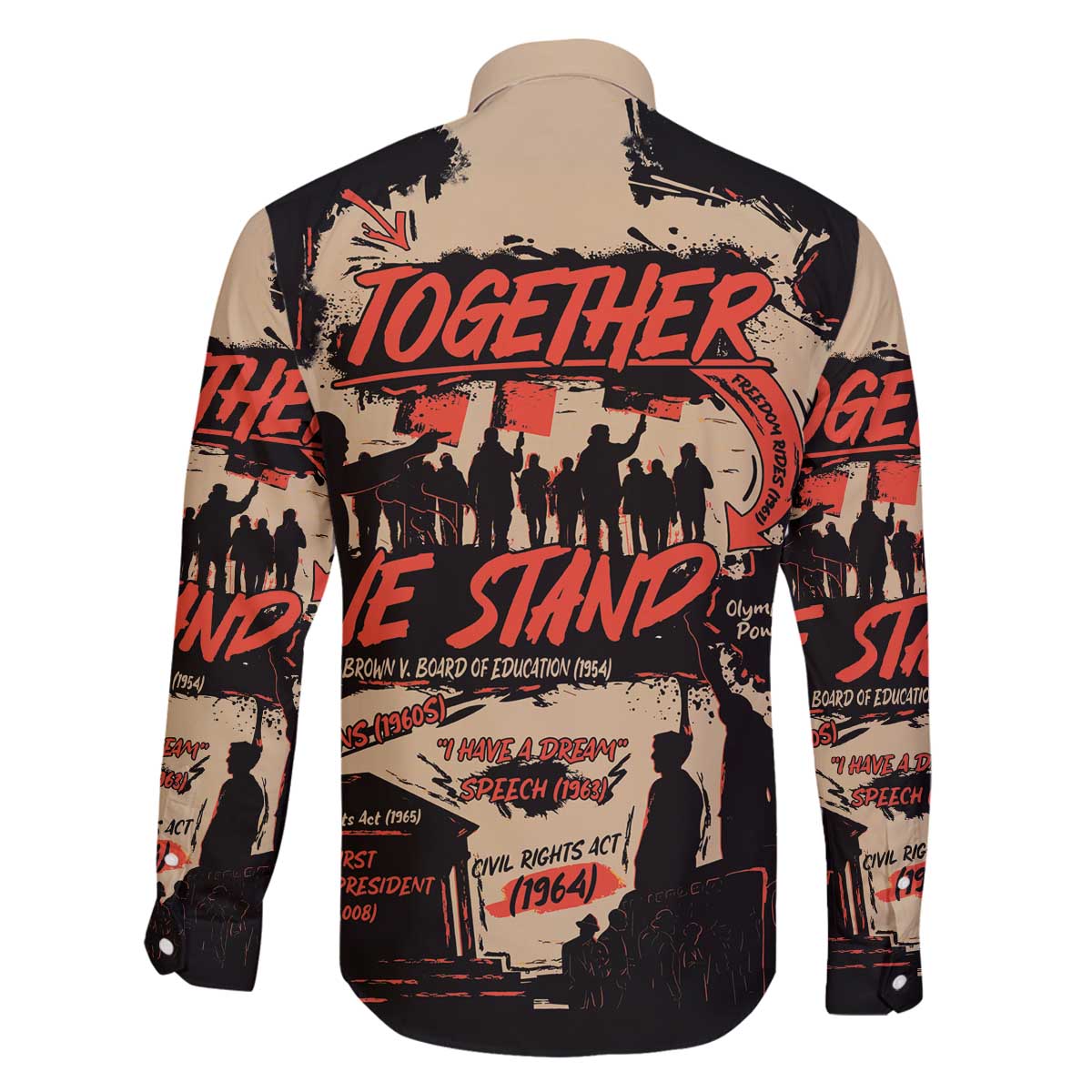 Together We Stand Family Matching Off The Shoulder Long Sleeve Dress and Hawaiian Shirt African American - Wonder Print Shop