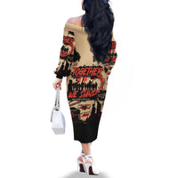 Together We Stand Family Matching Off The Shoulder Long Sleeve Dress and Hawaiian Shirt African American - Wonder Print Shop