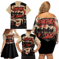 Together We Stand Family Matching Off Shoulder Short Dress and Hawaiian Shirt African American - Wonder Print Shop