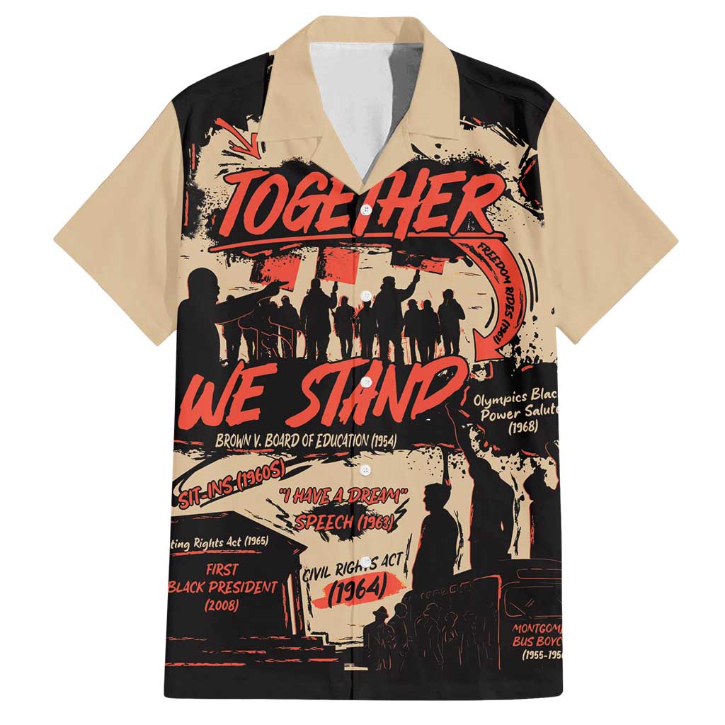 Together We Stand Family Matching Off Shoulder Short Dress and Hawaiian Shirt African American - Wonder Print Shop
