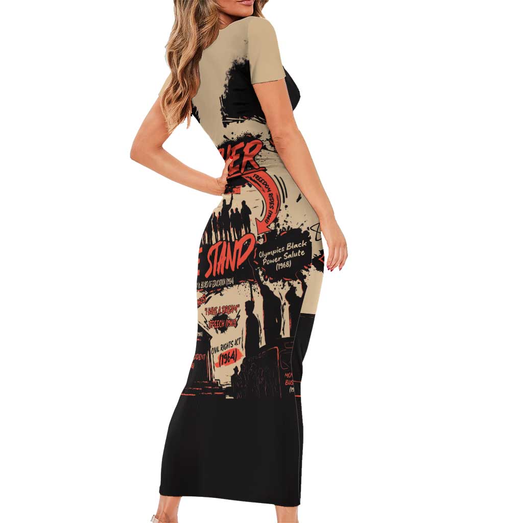 Together We Stand Family Matching Short Sleeve Bodycon Dress and Hawaiian Shirt African American - Wonder Print Shop